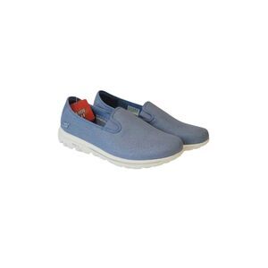 Sketchers GOwalk Adorn Blue Glitter Canvas Slip-on Shoe Size 11 Extra Wide